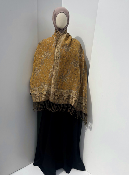 Pashmina réversible - Gris et doré