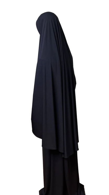 Ensemble Khimar-Jupe en Lycra Premium Noir Onyx